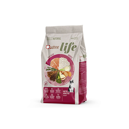 Quatree Life Gatos Adultos Salmão 10,1kg