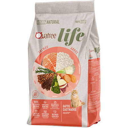Quatree Life Gatos Castrados Salmão e Arroz 10,1Kg