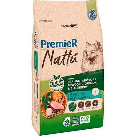 Premier Nattu Cães Adultos Raças Pequenas Abóbora 2,5Kg