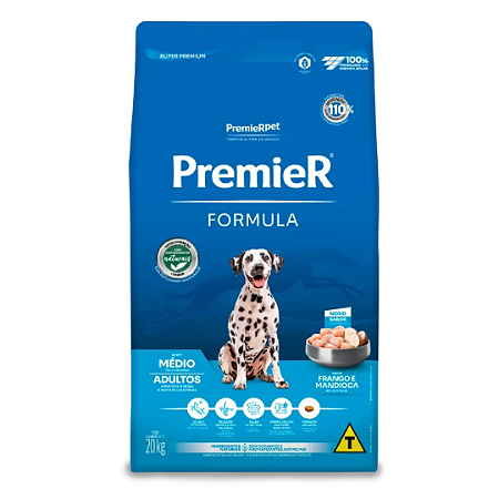 Premier Fórmula Cães Adultos Raças Médias Frango 20Kg