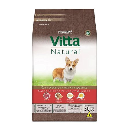 Vitta Natural Cães Adultos Raças Pequenas Carne 15 Kg
