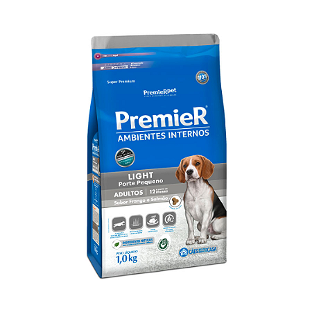 Premier Ambientes Internos Cães Adultos Raças Pequenas Light 1Kg