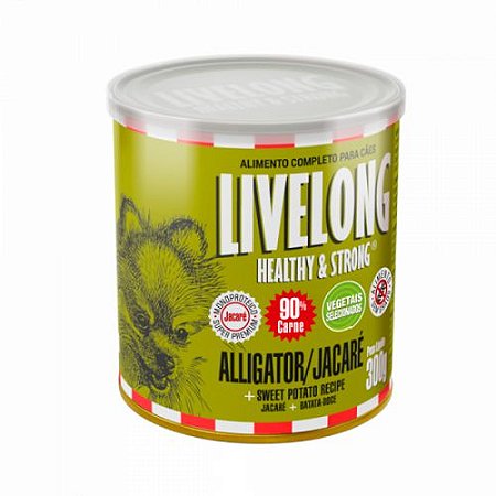 Lata Livelong Cães Jacaré 300g