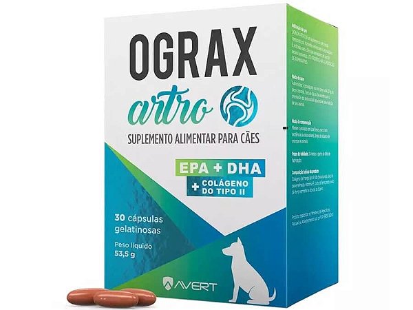 Ograx Artro 20  Suplemento Alimentar para Cães - 30 Cápsulas