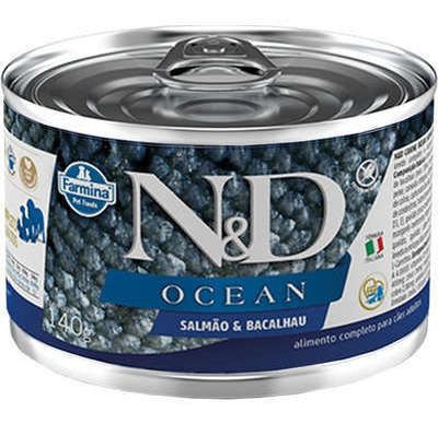 Ração Úmida Lata N&D Ocean para Cães Adultos Salmão e Bacalhau - 140g
