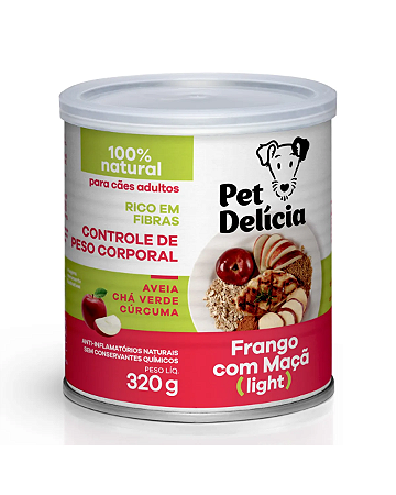 Pet Delicia Lata Fit Blend Light Frango Com Maçã Cão 320G