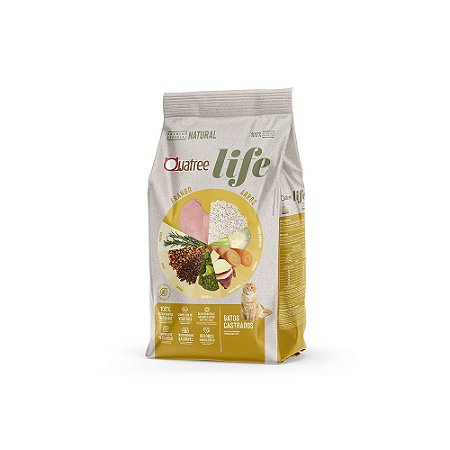 Quatree Life Gatos Castrados Frango e Arroz 1Kg