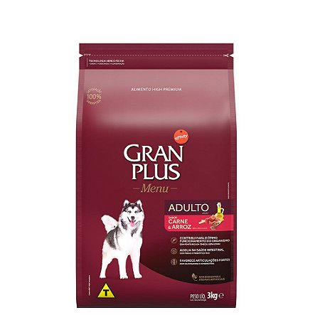 Gran Plus Menu Cães Adultos Raças Médias Carne 15Kg