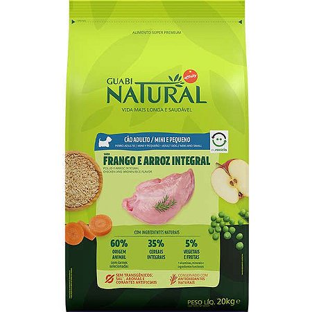 Guabi Natural Cães Adultos Raças Pequenas e Mini Frango 1Kg