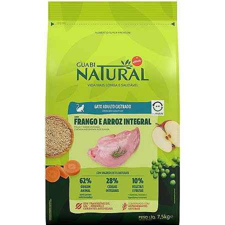 Guabi Natural Gatos Castrados Frango 7,5kg