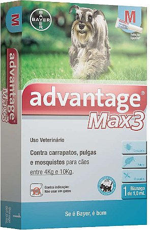 Advantage Max 3 Cães de 4 a 10 Kg - 3 unidades