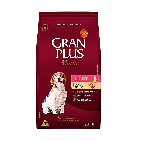 Gran Plus Menu Cães Adultos Raças Médias Light 15Kg