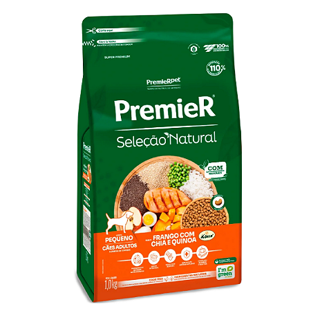 Premier Seleção Natural Cães Adultos Raças Pequena Chia Quinoa 1Kg