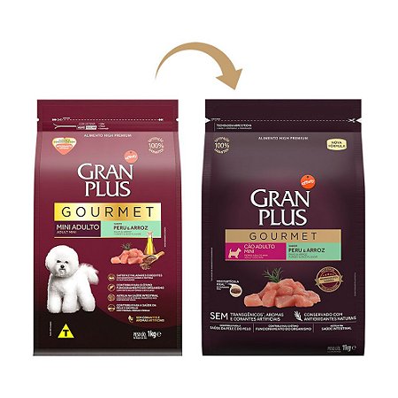 Gran Plus Gourmet Cães Adultos Raças Pequenas e Mini Peru - 10kg