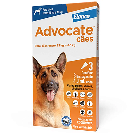 Advocate Cães de 25 a 40 Kg - 3 unidades