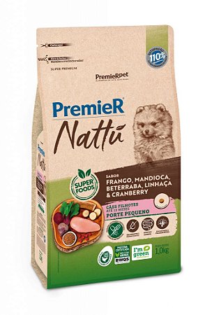 Premier Nattu Cães Filhotes Raças Pequenas Mandioca - 1 Kg