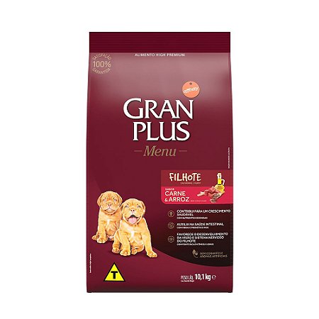 Gran Plus Cães Filhotes Raças Médias Carne 10.1 kg