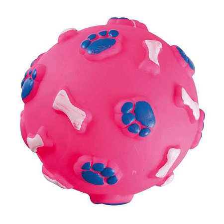 Brinquedo Para Cães em Formato de Bola Patinhas Vinil Rosa