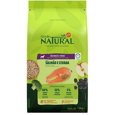 Guabi Natural Cães Adultos Raças Médias Salmão 12kg