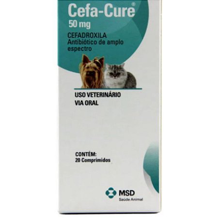 Cefa-Cure 50mg Msd Saúde Animal 20 Comprimidos