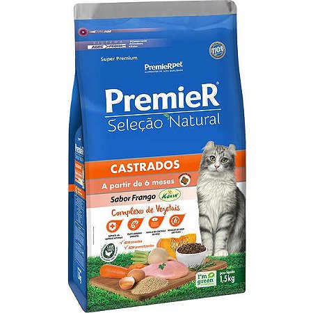 Premier Seleção Natural Gato Castrado Frango 1,5Kg