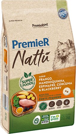 Premier Nattu Cães Adultos Raças Pequenas Mandioquinha 10,1 KG