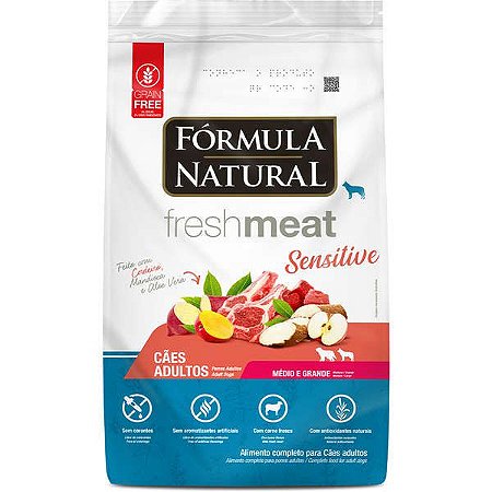 Fórmula Natural Fresh Meat Sensitive Cães Raças Médias 12kg