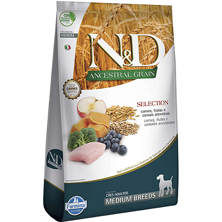 N&D Ancestral Grain Selection Cães Adultos Raças Médias 15kg