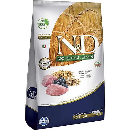 N&D Ancestral Grain Gatos Adultos Cordeiro e Blueberry 400g