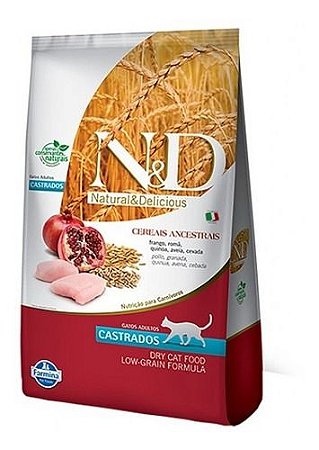 N&D Ancestral Grain Gatos Castrados Frango e Romã 1,5kg