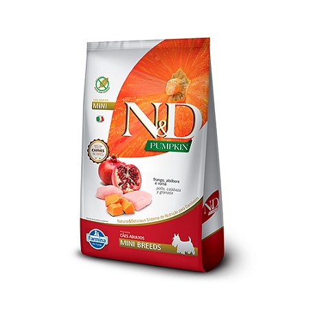 N&D Pumpkin Cães Adultos Raças Mini Frango e Romã 2,5KG