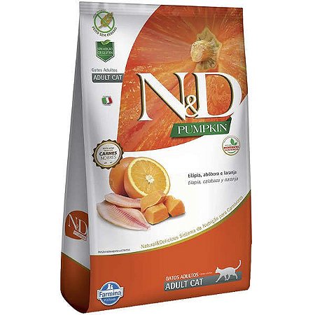 N&D Pumpkin Gatos Adultos Tilapia e Laranja 1,5kg