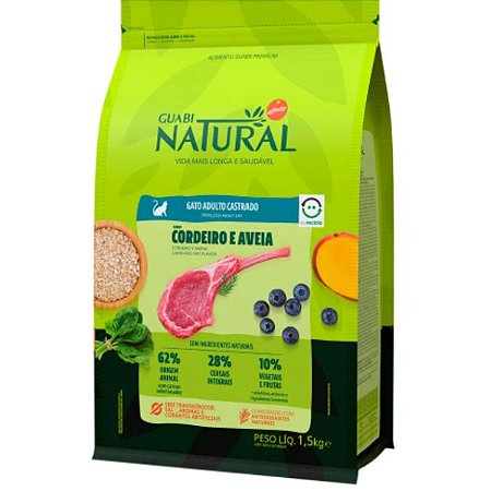 Guabi Natural Gato Castrado Cordeiro 1,5Kg