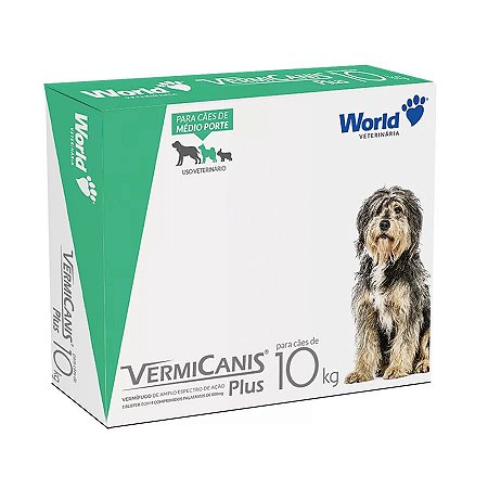 Vermífugo VermiCanis Plus 800mg - Cães de 10kg - 4 comprimidos