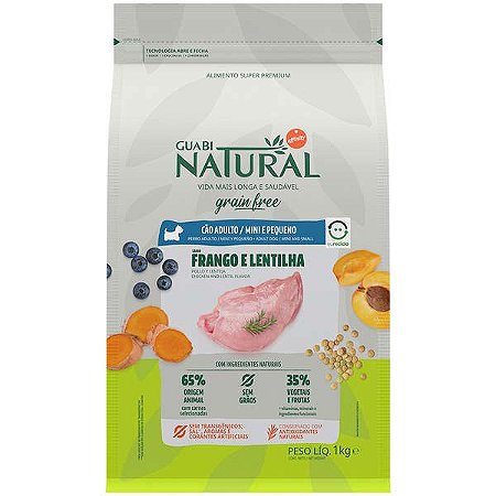 Guabi Natural Grain Free Cães Adultos Raças Pequenas e Mini Frango 1KG