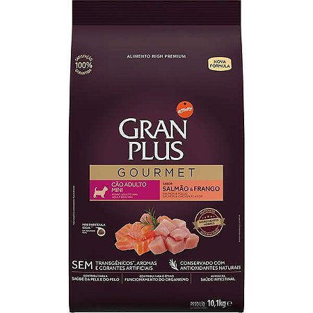 Gran Plus Gourmet Adultos Raças Pequenas e Mini Salmão e Frango 1Kg