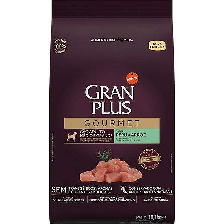 Gran Plus Gourmet Cães Adultos Raças Médias e Grandes Peru 10.1 kg