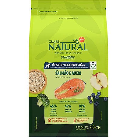 Guabi Natural Caes Adultos Sensiveis Pequeno Medio Salmao 2,5Kg