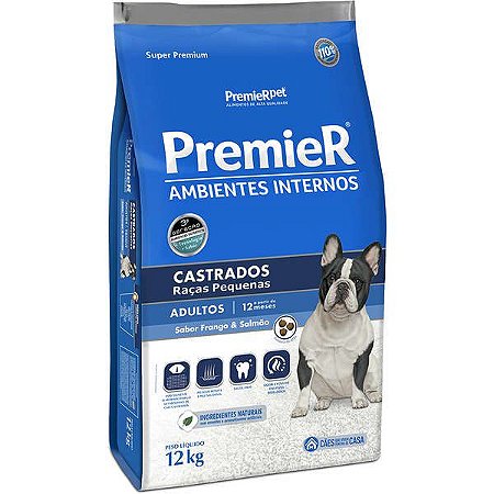 Premier Ambientes Internos Cães Adultos Castrados Raças Pequenas - 1Kg