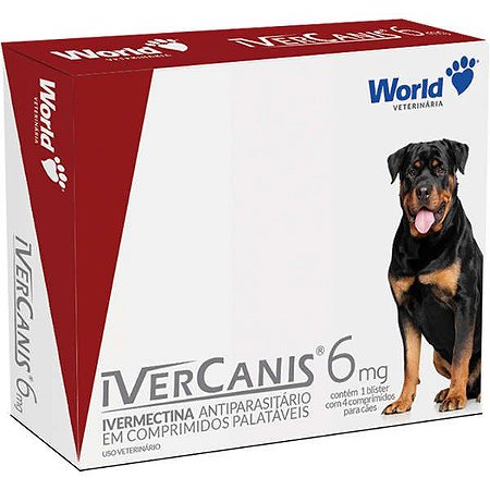 Antiparasitário IverCanis 6mg - para Cães de 30 Kg - 4 comprimidos