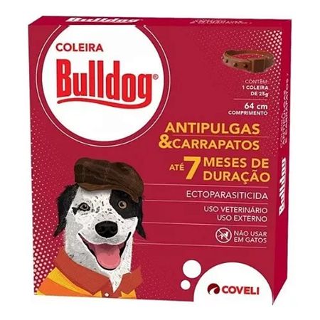 Coleira Bulldog Para Cães Anti Pulgas e Carrapatos