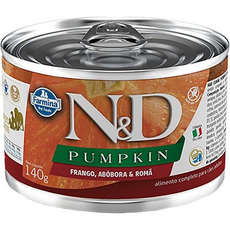 Ração Úmida Lata N&D Pumpkin para Cães Adultos Frango e Romã - 140g