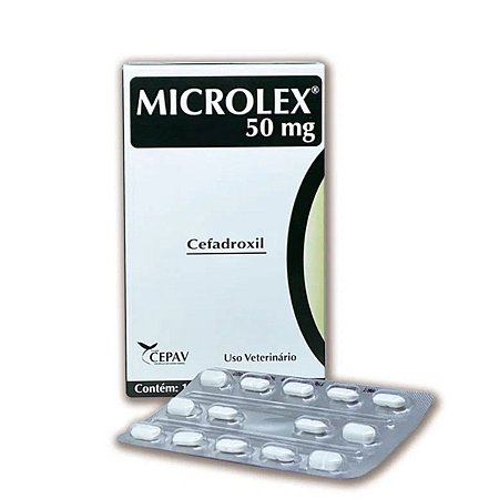 Antibiótico Microlex Cefadroxil Cães e Gatos 50mg