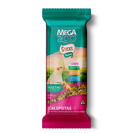 Sticks Natural Megazoo Sabor Vegetais para Calopsita 120g