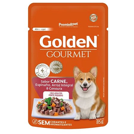 Sachê Golden Gourmet Cães Adultos Raças Pequenas Carne 85g