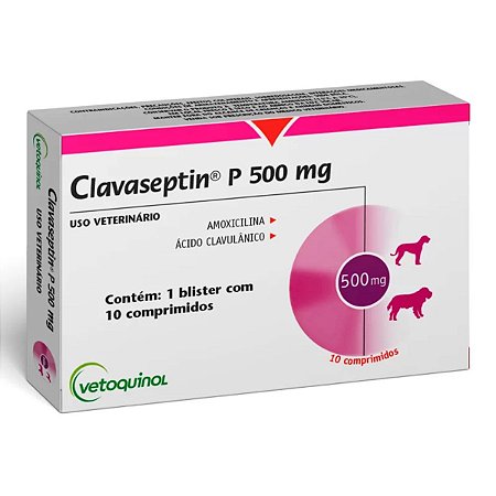 Antibiótico Clavaseptin P 500mg para Cães e Gatos - 10 Comprimidos