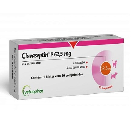 Antibiótico Clavaseptin P 62,5mg para Cães e Gatos - 10 Comprimidos