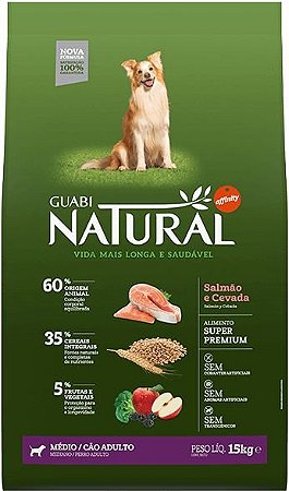 Guabi Natural Caes Adultos Racas Medias Salmao - 15Kg