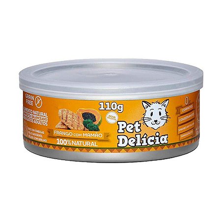 Ração Úmida Para Gatos Pet Delicia Frango Com Mamão 110g