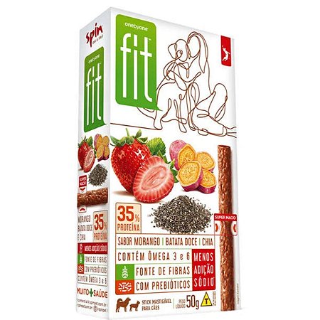 Spin Pet Onebyone Fit Morango, Batata Doce e Chia para Cães 50g